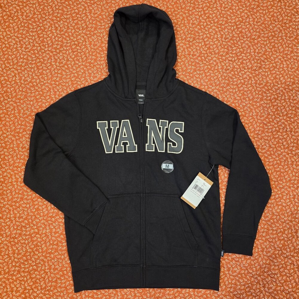 Vans Youth Medium Black Varcity Zip Up Hoodie VN000ET2BLK